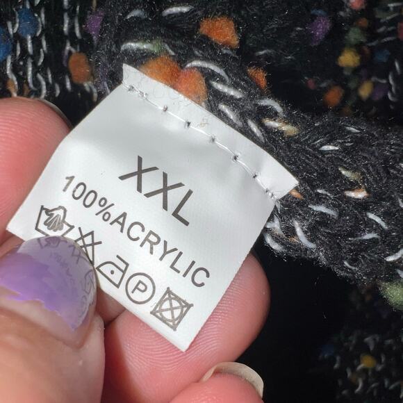Black Multicolor Speckle Knit Oversized Chunky Fun Knit Cardigan Sizes Size XXL - Picture 6 of 9